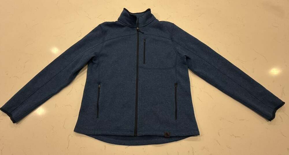 LL Bean Fleece Jacket M Reg Blue Full Zip Mock Neck Polyester